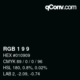 Color code: RGB 1 9 9 | qconv.com