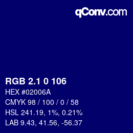 カラーコード: RGB 2.1 0 106 | qconv.com