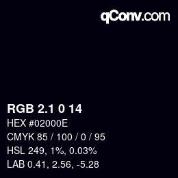 カラーコード: RGB 2.1 0 14 | qconv.com