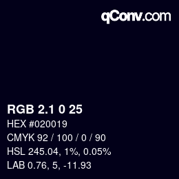 カラーコード: RGB 2.1 0 25 | qconv.com