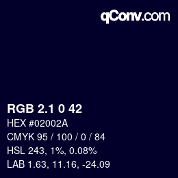 カラーコード: RGB 2.1 0 42 | qconv.com