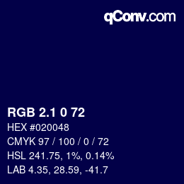 カラーコード: RGB 2.1 0 72 | qconv.com