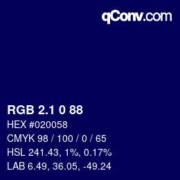 カラーコード: RGB 2.1 0 88 | qconv.com