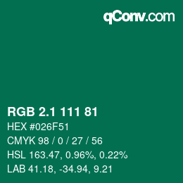 カラーコード: RGB 2.1 111 81 | qconv.com