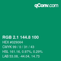 カラーコード: RGB 2.1 144.8 100 | qconv.com
