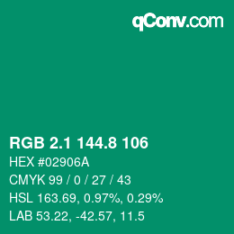 カラーコード: RGB 2.1 144.8 106 | qconv.com