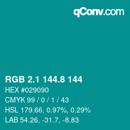 カラーコード: RGB 2.1 144.8 144 | qconv.com