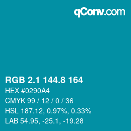 カラーコード: RGB 2.1 144.8 164 | qconv.com