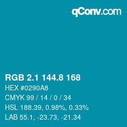 カラーコード: RGB 2.1 144.8 168 | qconv.com