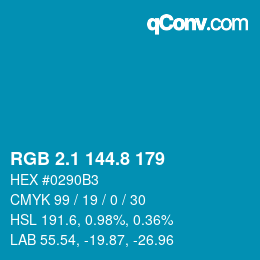 Color code: RGB 2.1 144.8 179 | qconv.com