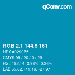 Color code: RGB 2.1 144.8 181 | qconv.com