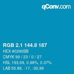 カラーコード: RGB 2.1 144.8 187 | qconv.com