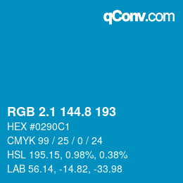 カラーコード: RGB 2.1 144.8 193 | qconv.com