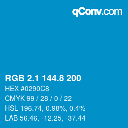 Color code: RGB 2.1 144.8 200 | qconv.com