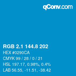 カラーコード: RGB 2.1 144.8 202 | qconv.com