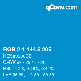 カラーコード: RGB 2.1 144.8 205 | qconv.com