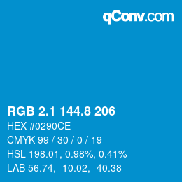 カラーコード: RGB 2.1 144.8 206 | qconv.com