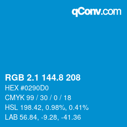 カラーコード: RGB 2.1 144.8 208 | qconv.com