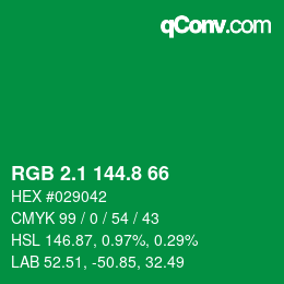 カラーコード: RGB 2.1 144.8 66 | qconv.com