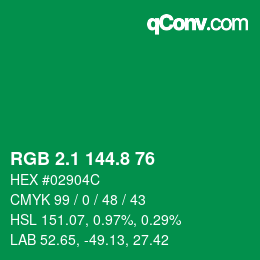 カラーコード: RGB 2.1 144.8 76 | qconv.com