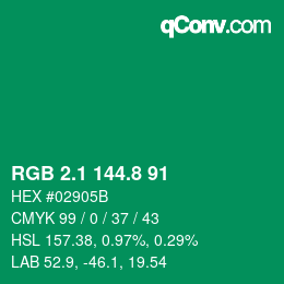 カラーコード: RGB 2.1 144.8 91 | qconv.com