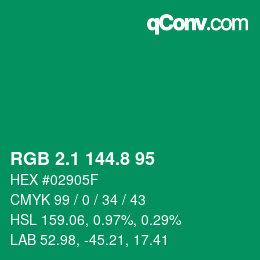 カラーコード: RGB 2.1 144.8 95 | qconv.com
