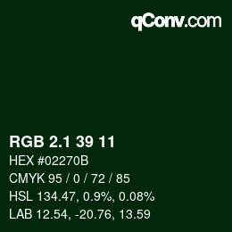 カラーコード: RGB 2.1 39 11 | qconv.com