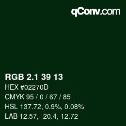 カラーコード: RGB 2.1 39 13 | qconv.com
