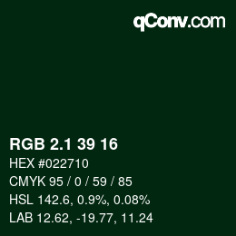 カラーコード: RGB 2.1 39 16 | qconv.com
