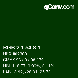 Color code: RGB 2.1 54.8 1 | qconv.com