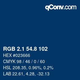 カラーコード: RGB 2.1 54.8 102 | qconv.com