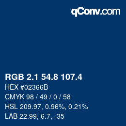 カラーコード: RGB 2.1 54.8 107.4 | qconv.com