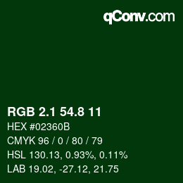 Color code: RGB 2.1 54.8 11 | qconv.com