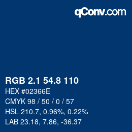 カラーコード: RGB 2.1 54.8 110 | qconv.com