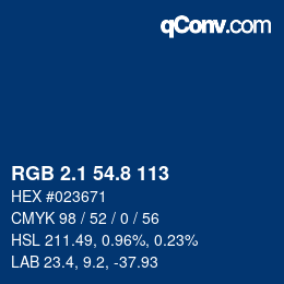 カラーコード: RGB 2.1 54.8 113 | qconv.com