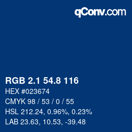 カラーコード: RGB 2.1 54.8 116 | qconv.com