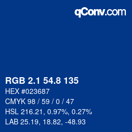 カラーコード: RGB 2.1 54.8 135 | qconv.com