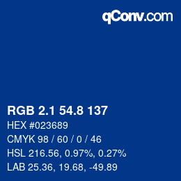 Color code: RGB 2.1 54.8 137 | qconv.com