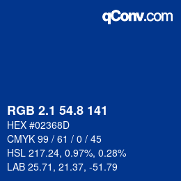 Color code: RGB 2.1 54.8 141 | qconv.com
