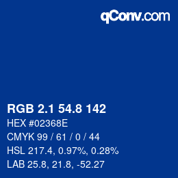カラーコード: RGB 2.1 54.8 142 | qconv.com