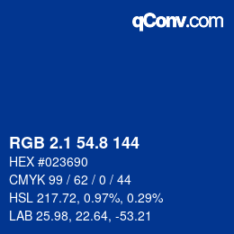 カラーコード: RGB 2.1 54.8 144 | qconv.com