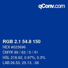Color code: RGB 2.1 54.8 150 | qconv.com