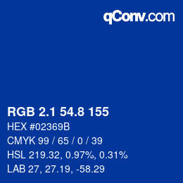 Color code: RGB 2.1 54.8 155 | qconv.com