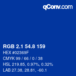 カラーコード: RGB 2.1 54.8 159 | qconv.com