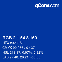 Color code: RGB 2.1 54.8 160 | qconv.com