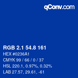 カラーコード: RGB 2.1 54.8 161 | qconv.com