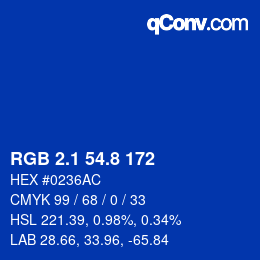 Color code: RGB 2.1 54.8 172 | qconv.com