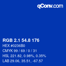 カラーコード: RGB 2.1 54.8 176 | qconv.com