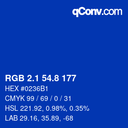 カラーコード: RGB 2.1 54.8 177 | qconv.com