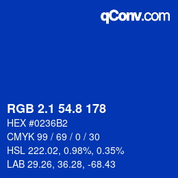 カラーコード: RGB 2.1 54.8 178 | qconv.com